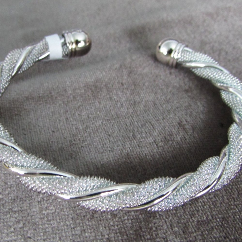 Sterling Silver Wrap Rope Bracelet Cuff - Picture 3 of 6